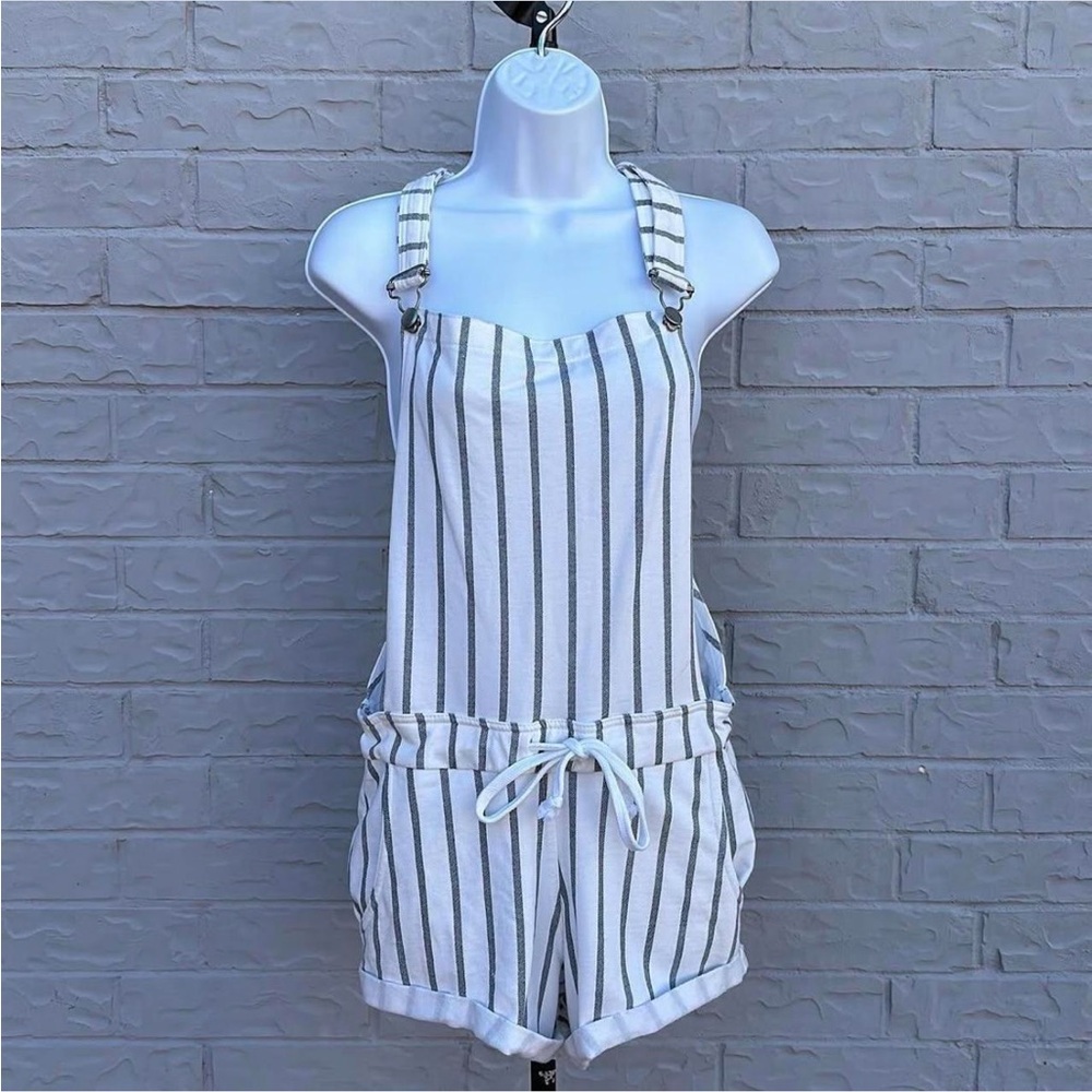 Striped Overall Shorts